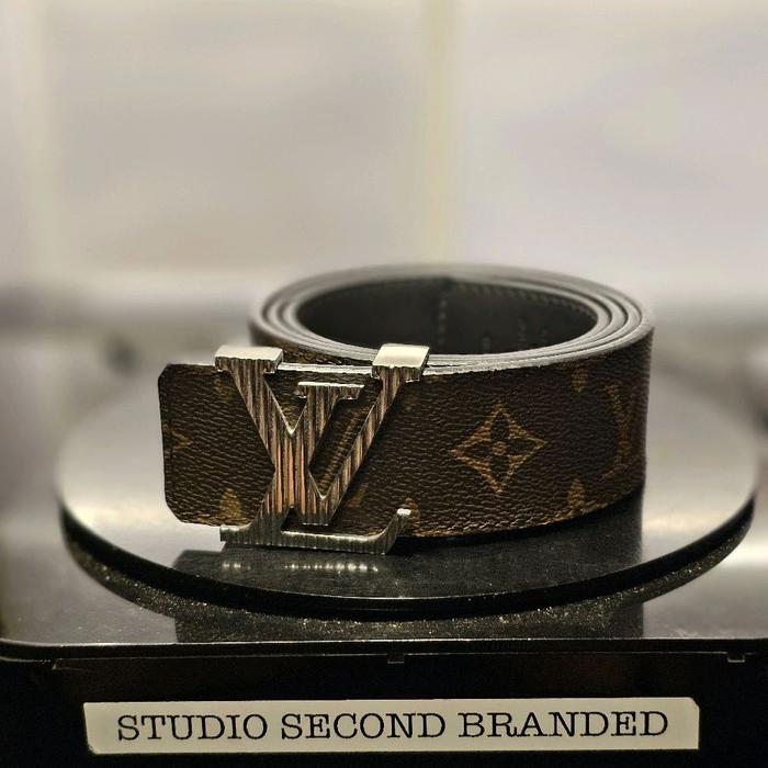 Sabuk Luxury Kulit Asli Size 85-120 Monogram Onyx Black Damier Infini Canvas & Black Calf Leather Ge
