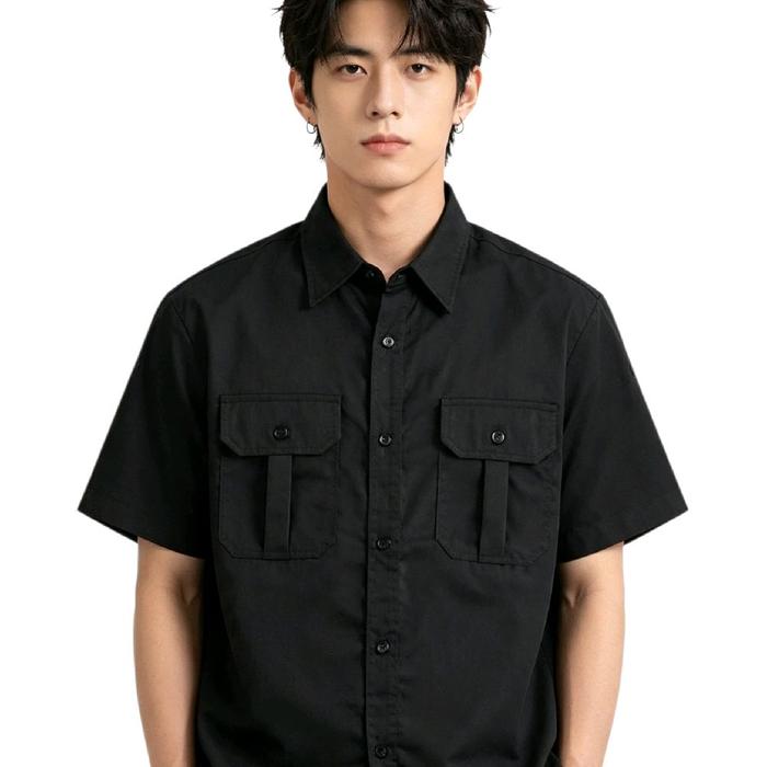 CHASTITY Kemeja Workshirt Pria Tangan Pendek Bahan American Drill Tebal Lembut Awet Size S-XXXL Orig