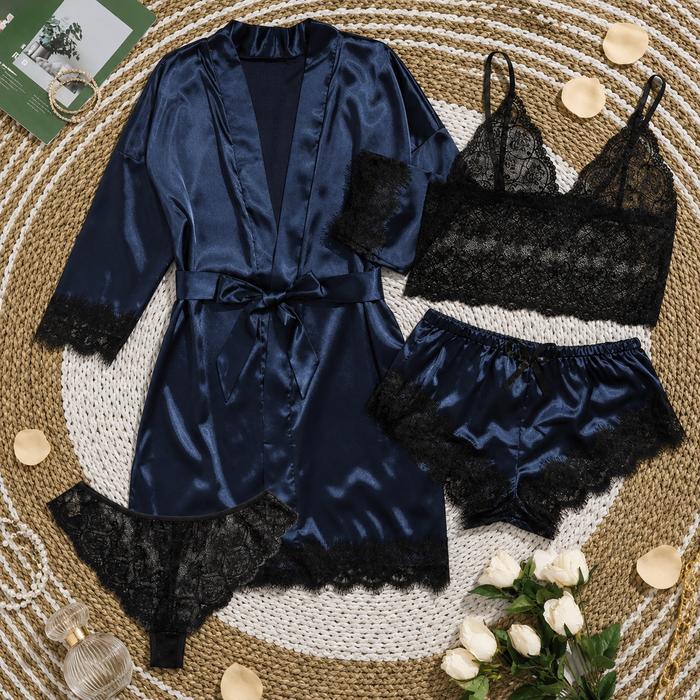[ Happy Girl Shop ] Stelan Nightwear 4IN1 Style Eropa Romantic Lingerie Premium Looks Elegan Full Se