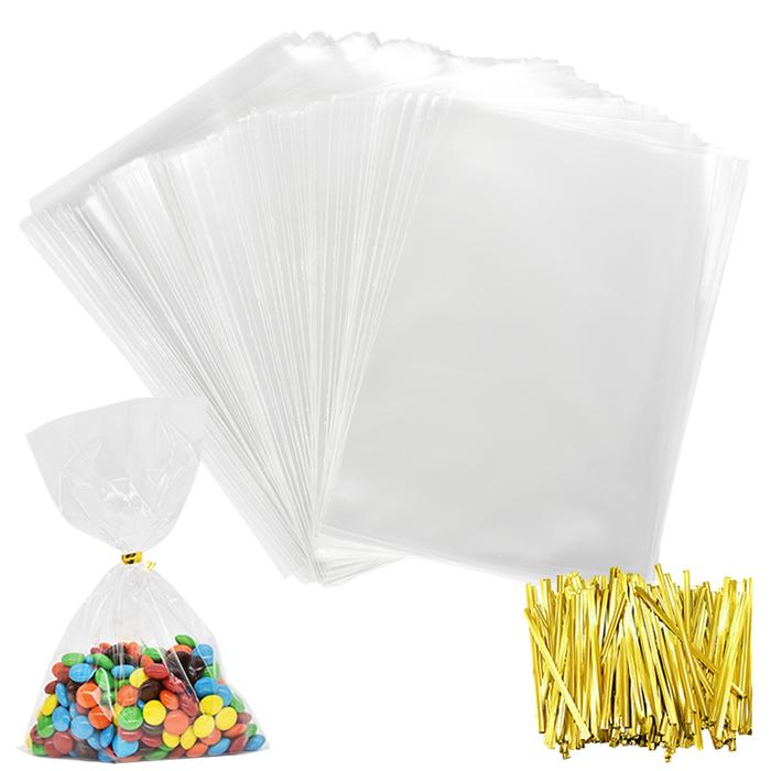 100Pcs Transparent Plastic Bags Candy Lollipop Cookie Packaging Clear