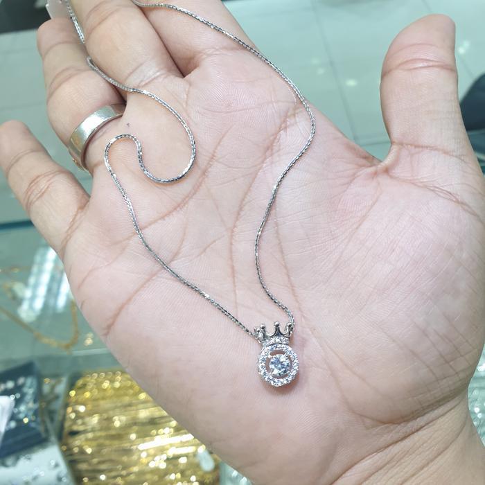 kalung emas putih italy berliontin crown
