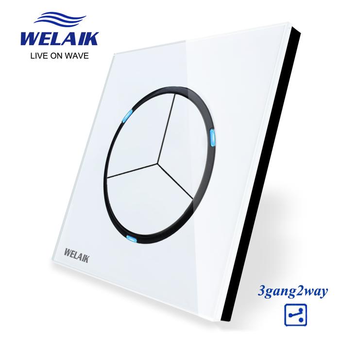 WELAIK UK standard-Crystal Glass-Panel Push-Button Switch-Wall