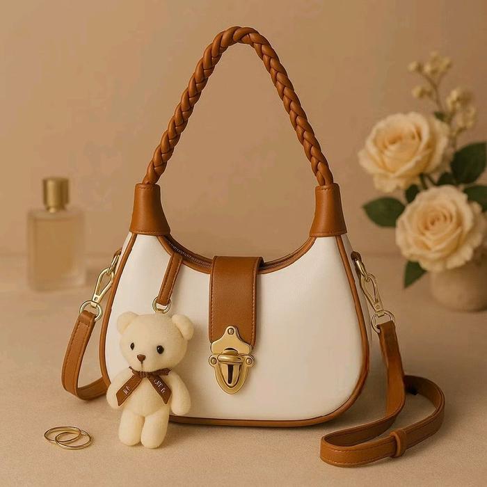[DC] Tas Bahu Wanita Terbaru Tas Aurel Bags Tas Shoulder Wanita Tali Kepang include Ganci Boneka Tas