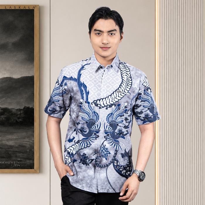 Laskala Batik Premium Lokananta Kemeja Batik Pria Slimfit Lengan Pendek