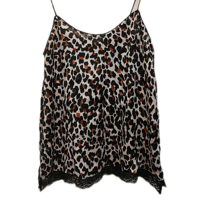 Tank Top leopard Dengan  Renda brukat