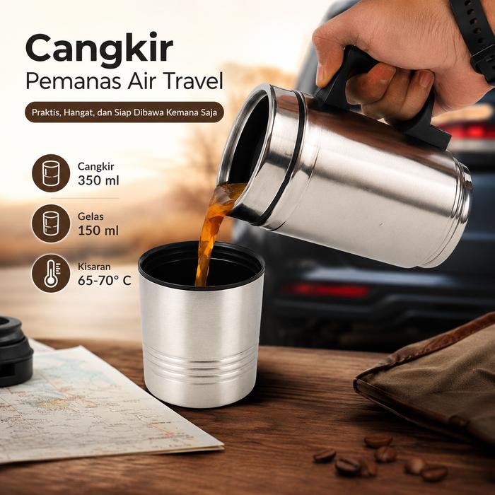 Permata Mall | Travel Mug Pemanas | Cangkir Pemanas Air | Kapasitas 350ml 150ml