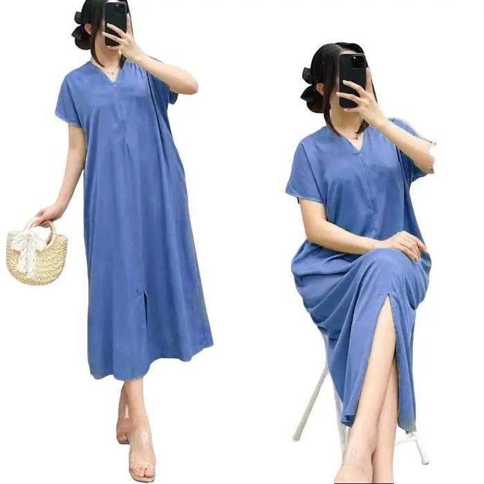 Paket Usaha 70an dapat 2 pcs Dress Ibu Rayon Midi Jumbo LD 130 CM MUAT 100KG Baju Daster ala Korea B