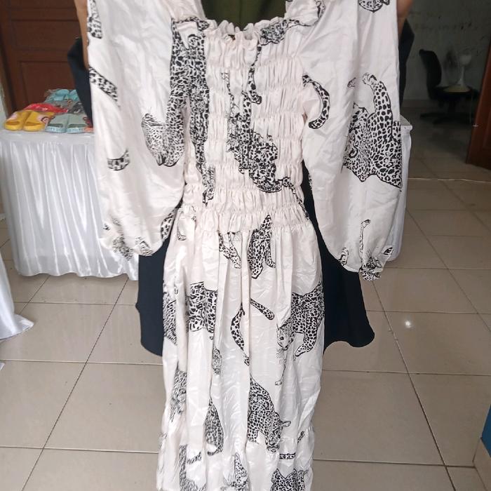 dress panjang dada kerut dan setelan