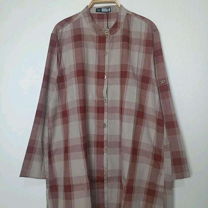 Atasan Tunik Sajama Katun Premium dengan Desain Kotak-Kotak Elegan untuk Tampilan Modern dan Nyaman 