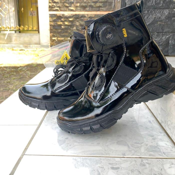 SEPATU PDH MIDTRACK KILAP KULIT SAPI ASLI WB TACTICAL Tanpa Hak