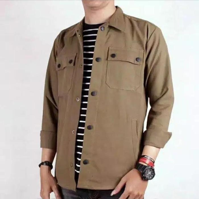 Semi Parka Kemeja Parka Panjang Original Pria Casual Khaki