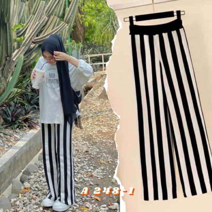 Celana panjang kulot salur import A248-1