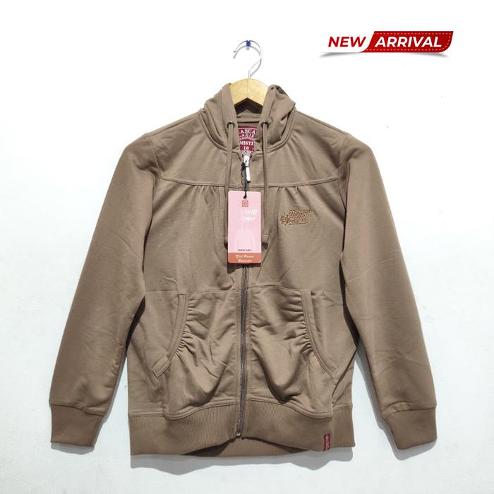 Jaket/Jumper Wanita MISTI10 Coklat Lengan Panjang Full Katun