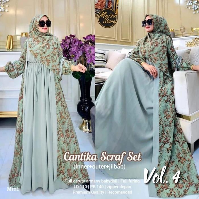 CANTIKA SCRAF SET VOL.4 (LABEL SAVNA) | GAMIS SET HIJAB
