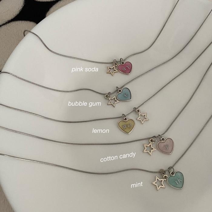 (LANGSUNG KIRIM) BONBON INITIAL NECKLACE // JUAL CUSTOM HURUF INISIAL ABJAD CUSTOMIZE NECKLACE LETTE