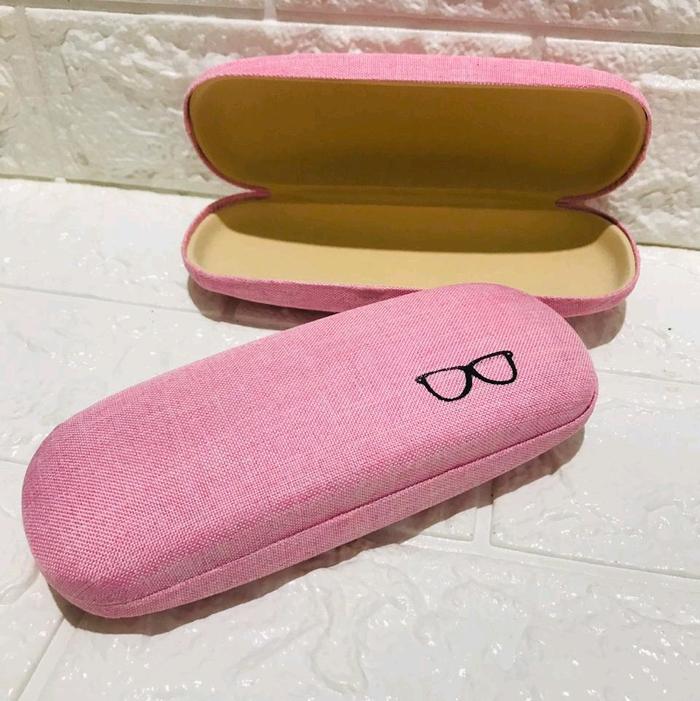 Kotak Kacamata Polos Hardcase Bahan Denim