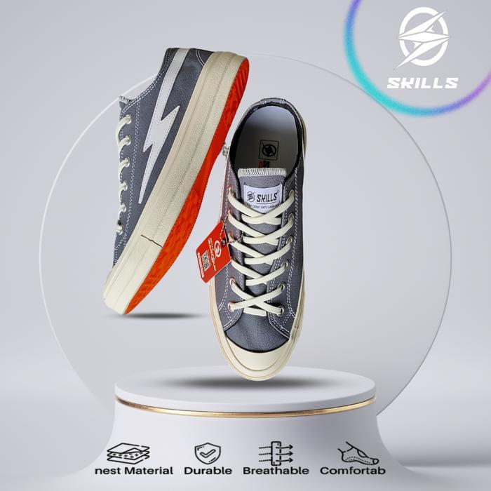 Skills Barqun Enjoy - Classic Low Natural Grey Black White Sepatu Sneakers Casual Pria Wanita Origin