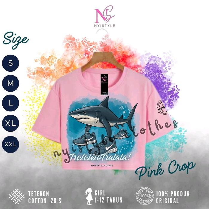 kaos anak crop top/kaos tralalelo tralala/crop top tralalelo tralala