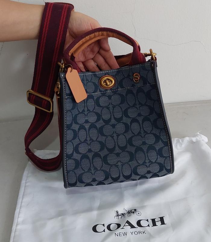 coach tas wanita kw premium canvas biru