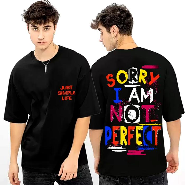 Baju Kaos Distro T-shirt Atasan Pria Keren Terbaru Lengan Pendek Motif Just Simple Hitam Sablon Tuli