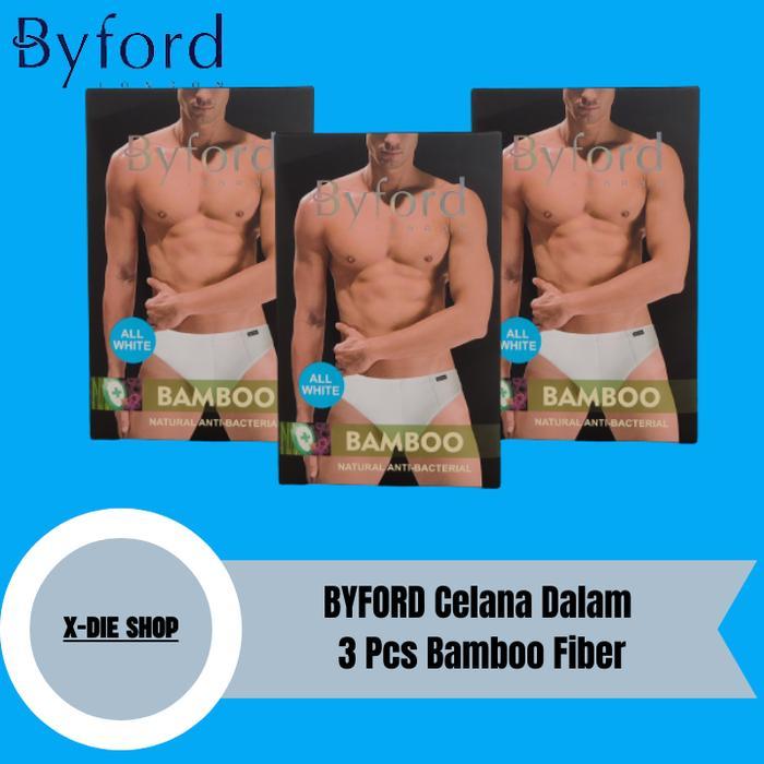 PROMO PREMIUM Celana Dalam BYFORD Putih 3 Pcs All White Bamboo Fiber Anti Bakteria PREMIUM