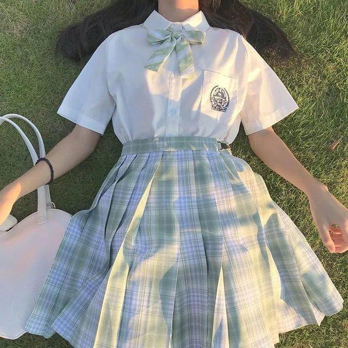 【Wetrose】Ready Stock Fashion JK Uniform Original Short Skirt Full College Style Student Suit Lattice