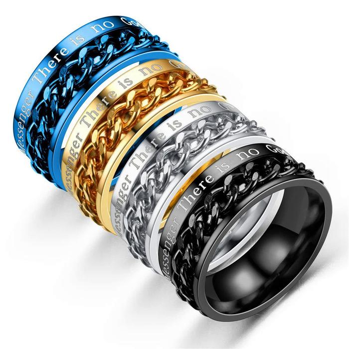 Fidget Chain Cincin Spinner untuk Pria Wanita Perhiasan Rantai Fidget Islam Bahasa Arab Alkitab Sta