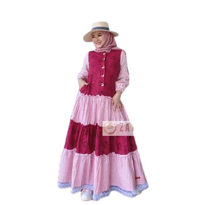 Gamis Zayda ZG 72 pink fanta Wanita Dress Muslim Remaja Dewasa