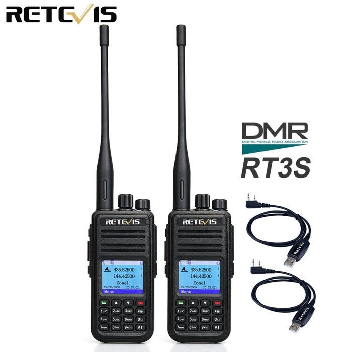 DMR Dual Band Digital Walkie Talkie 2pcs Retevis RT3S VHF UHF GPS Ham