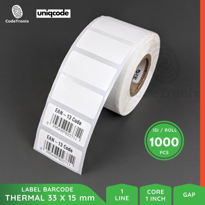 Label Stiker Kertas Thermal 33x15 Direct Sticker Barcode Roll 1 Line 1000 pcs