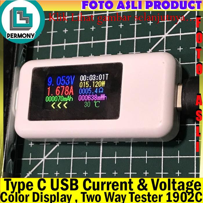 COLOR USB TESTER TYPE C KEWEISI CHARGER VOLT AMPER 1902C MONITOR SUPPORT FAST CHARGING