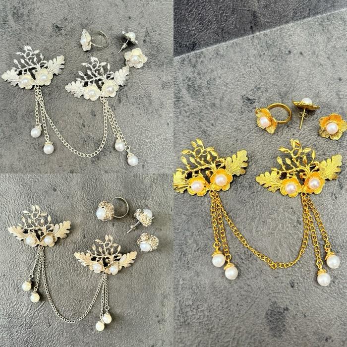Set Bros alpaka  maharani glenter skrup  emas / silver / bakar hiasan kebaya bali