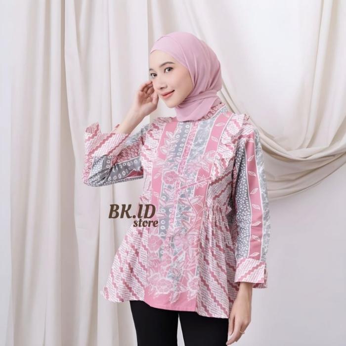 BATIK KANTORAN ID Atasan Batik Wanita Motif Shintya  Series PEKALONGAN size M,L,XL,XXL || BKil