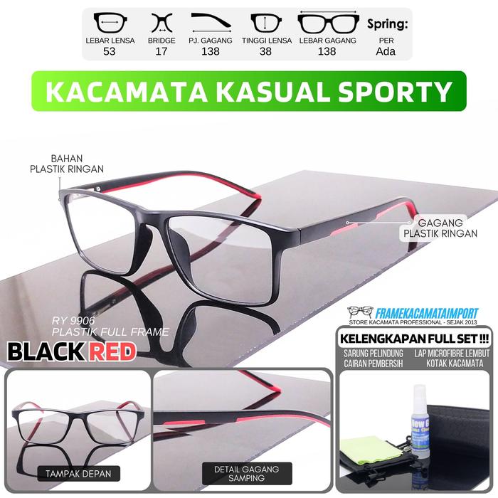 Kaca Mata Minus Plastik Kotak Ringan Kualitas Optik