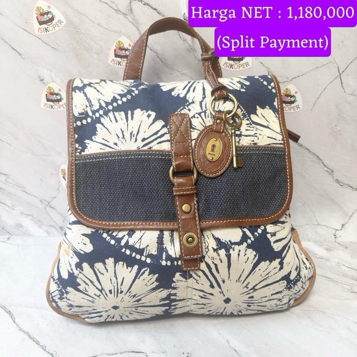 ￼183 NET-Preloved Fossil Backpack Kanvas 2in1