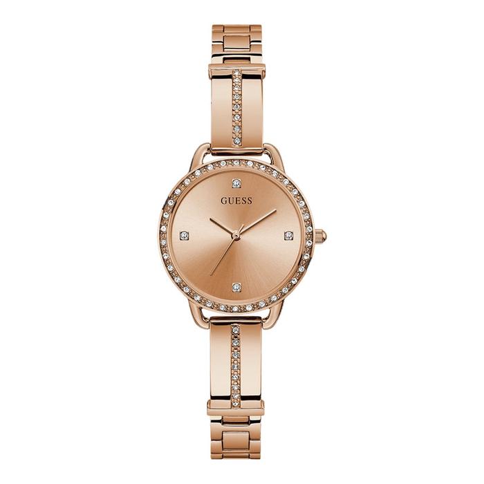 Jam Tangan Wanita Guess Bellini GW0022L3 Rose Gold Sunray Dial Rose Gold Stainless Steel Strap