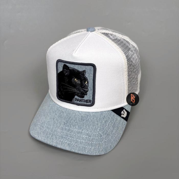 TOPI ORIGINAL GOORIN BROS TRUCKER PANTHER LIGHT DENIM WHITE