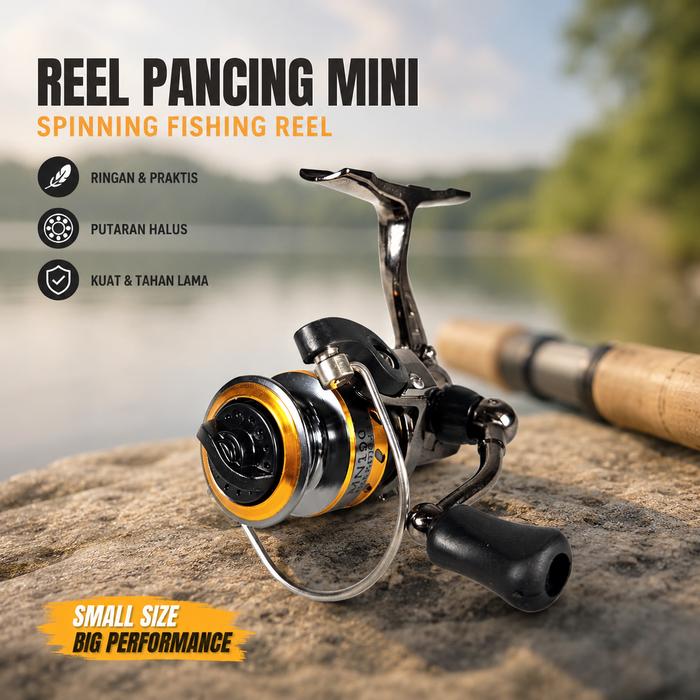 TaffSPORT Reel Pancing Mini Spinning Fishing Reel 4.3:1 100 - MN100