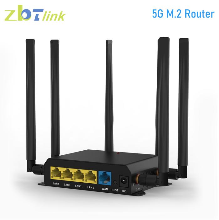 Zbtlink Router Sim 5G WG827 M.2 Slot Openwrt 4*Gigabit LAN WAN Dual