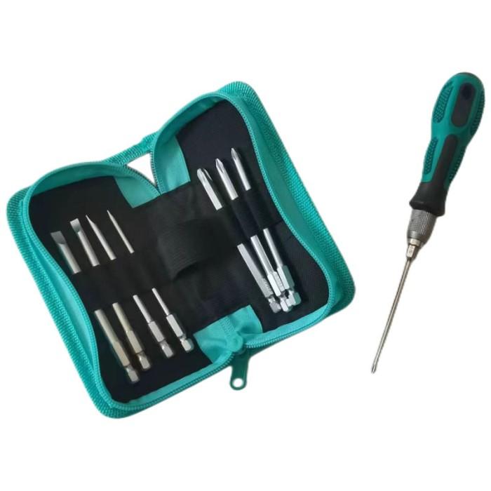 Obeng Set Reparasi Magnetic Head 9 in 1 Gagang Karet Bintang Plus Min