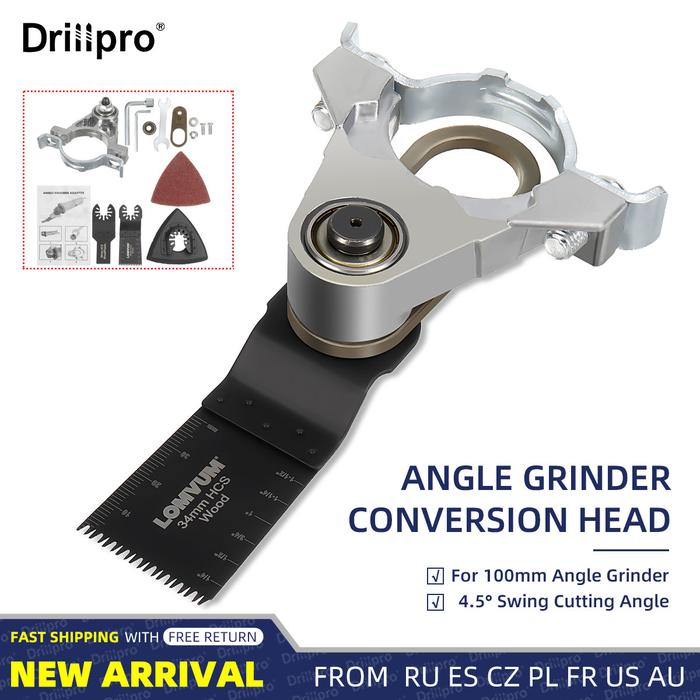 Drillpro M10 Alat Pengubah Sudut Gerinda Berosilasi Set Kepala