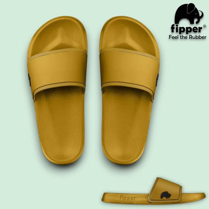FIPPER SLIP ON GOLD ( DARK ) / GOLD ( DARK ) / BLACK - sandal slide pria / wanita