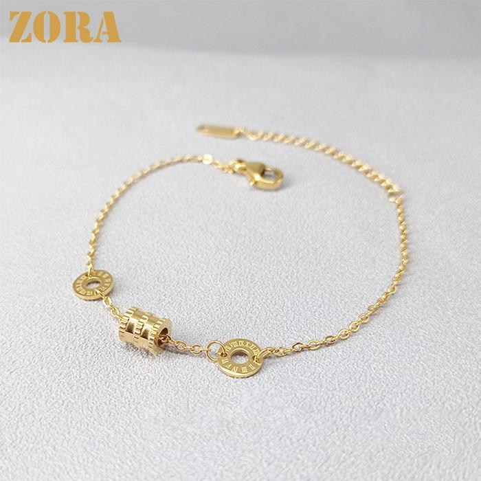 ZORA Jewelry Gelang Aksesoris Fashion Wanita Angka Romawi Gelang Tangan Bracelets Sederhana Kolom Ro