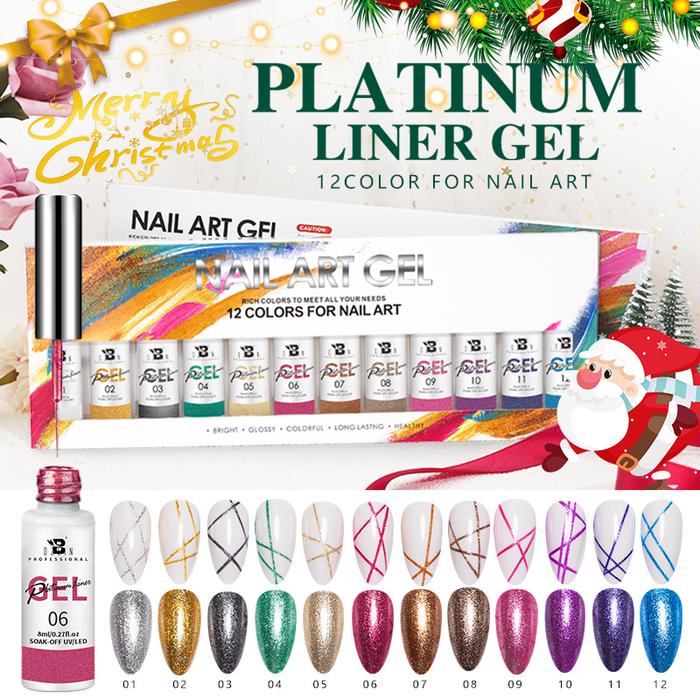 Painting Gel Nail Polish Set 12 Colors Platinum Liner Gel Gold