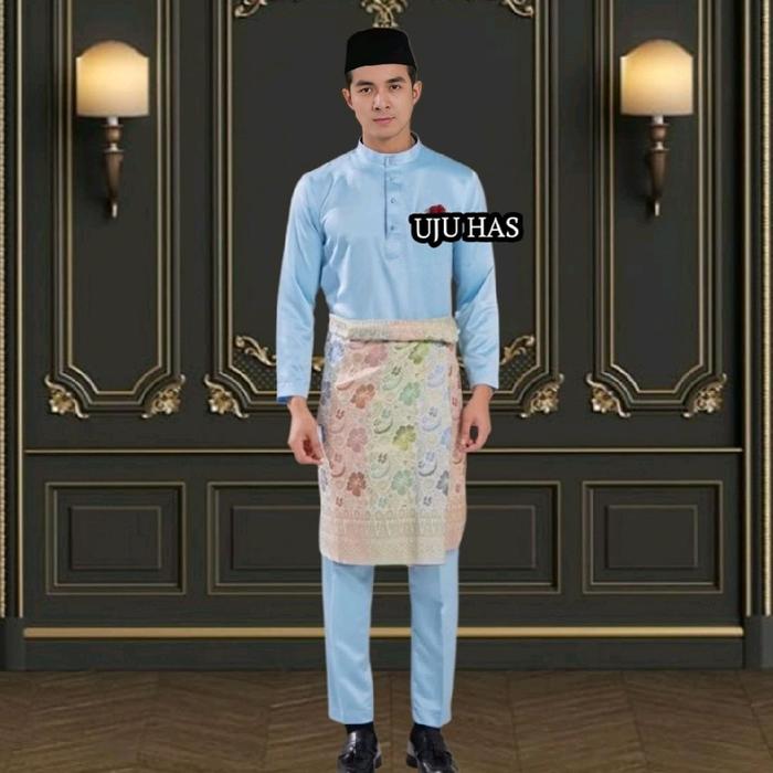 Setelan Baju Melayu Cekak Musang - Toyobo Baby Blue