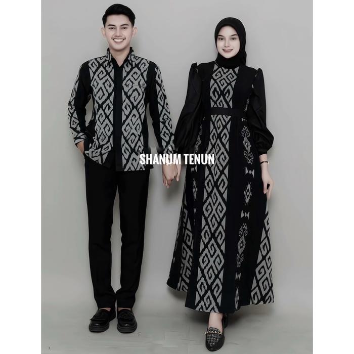 New arrival !! Gamis Tenun Toraja Hitam Set Couple Gamis Toraja Hitam Gamis Kondangan Tenun Pasangan