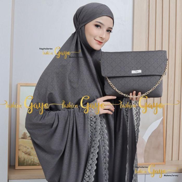 PREMIUM (READY) terjamin MukenaGAYO, Mukena Dewasa Bahan Jersey Jaguard Jumbo Renda Mewah Menutup Da