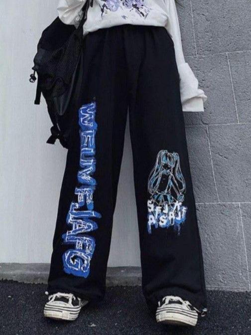 Celana gothic pants cargo wanita pria Wideleg korean style unisex kekinian Panjang Hitam Katun Casua