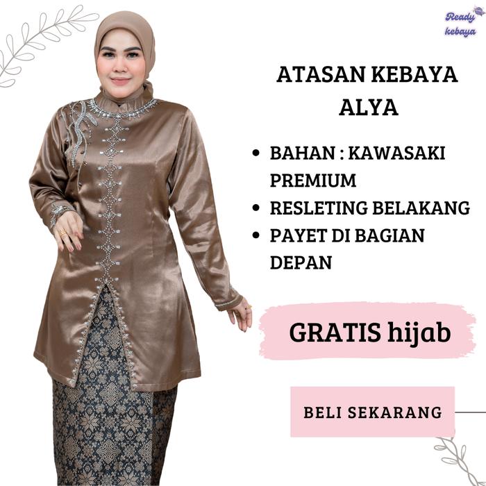 READY!!! Atasan Kurung Melayu ALYA  GRATIS HIJAB II Set Baju Kurung Melayu Malaysia || Set Kurung Pa