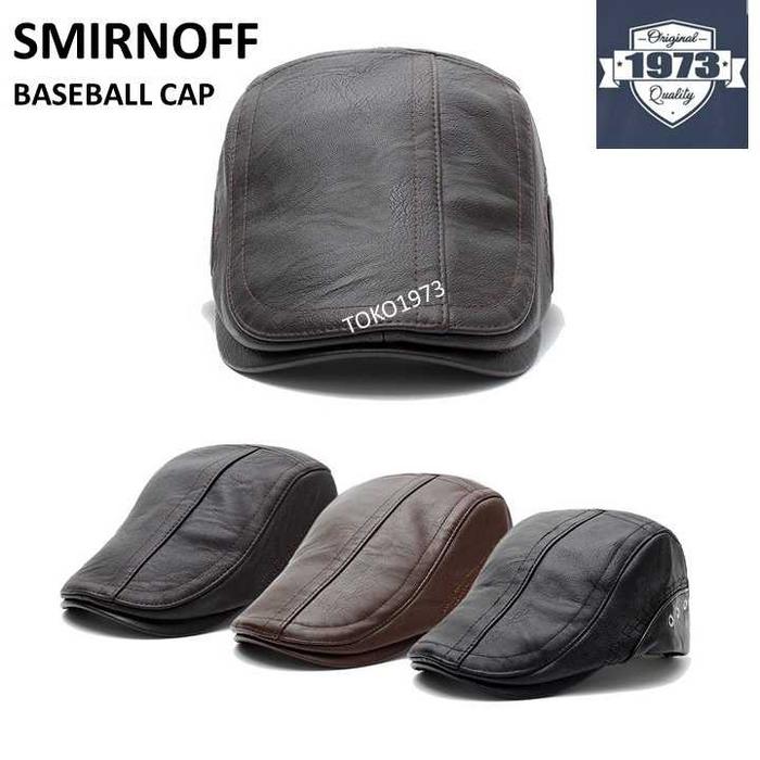 ✔ Baseball Cap Leather : Smirnoff - Topi Baseball Topi Kulit Topi Winter